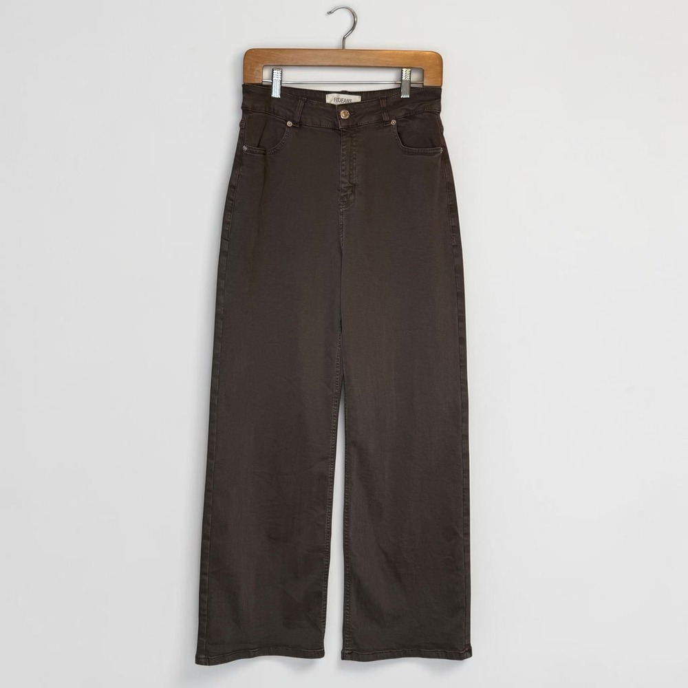 FITJEANS Baggy Jeans Wide Leg High Rise Dark Brown size Large